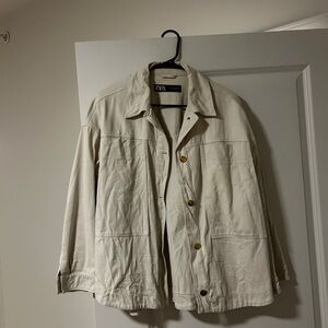 Zara Women's Cream Denim Jacket